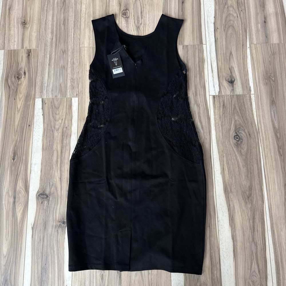Poetic Justice Black Lace Side Panel Sleeveless Sheath Dress HO16409PR XL